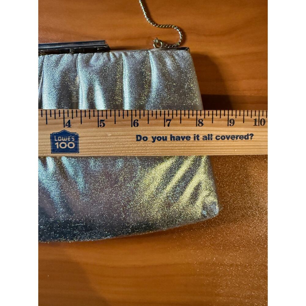 Vintage Andé Clutch Purse Women's Silver Metallic Evening Glam Chain Strap - Picture 7 of 8